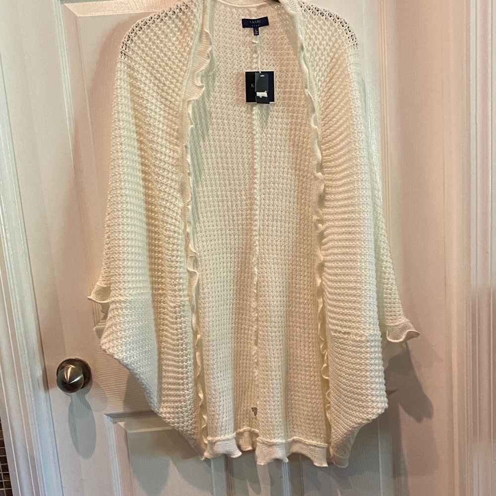 Kaari Blue white Knit Women's Poncho
